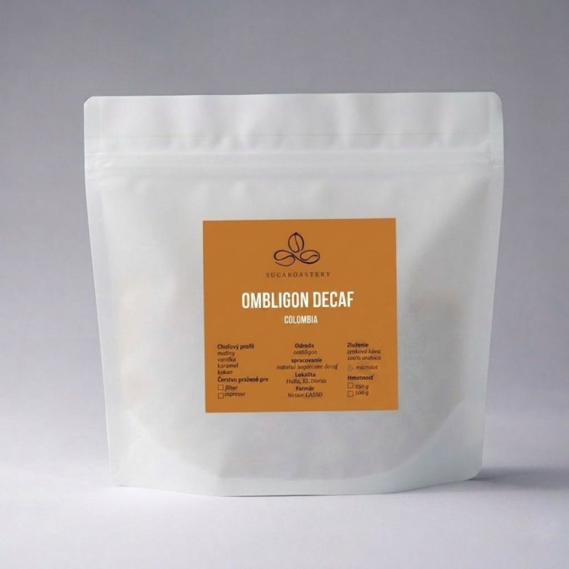 Colombia Ombligon sugarcane decaf - Praženie a balenie: filter 250g