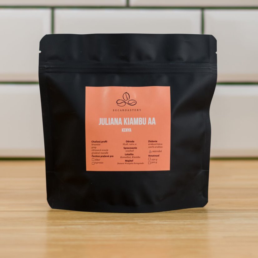 Kenya Juliana Kiambu AA - Praženie a balenie: espresso 250g