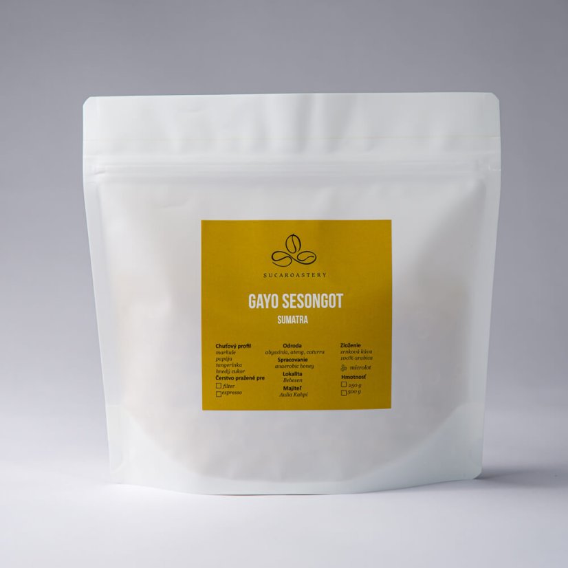Sumatra Gayo Sesongot anaerobic honey - Praženie a balenie: filter 500g