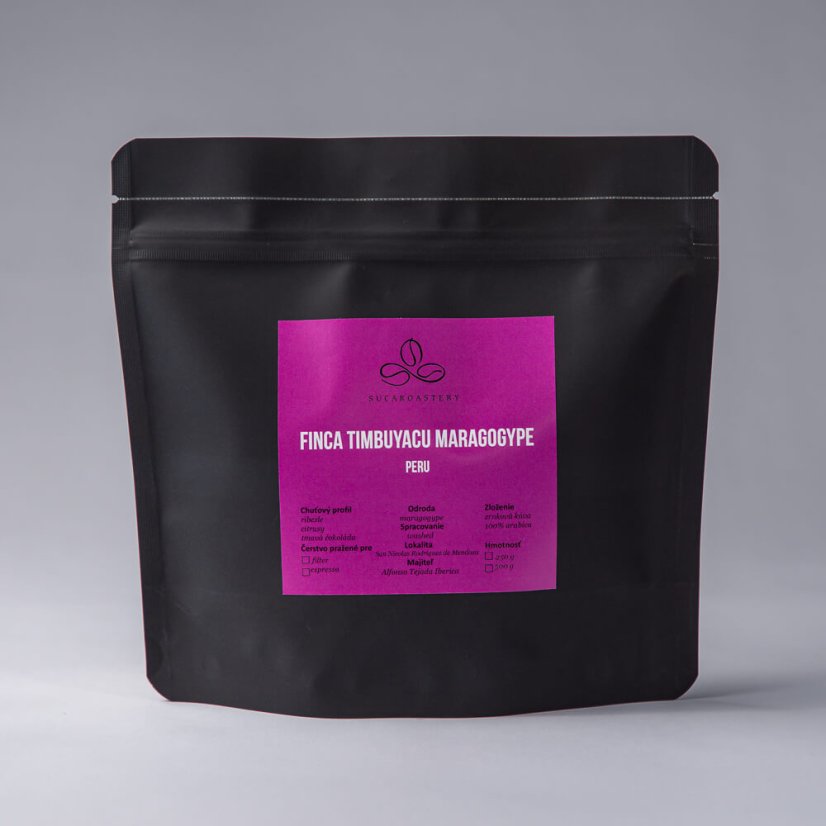 Peru Timbuyacu Maragogype - Praženie a balenie: espresso 1kg