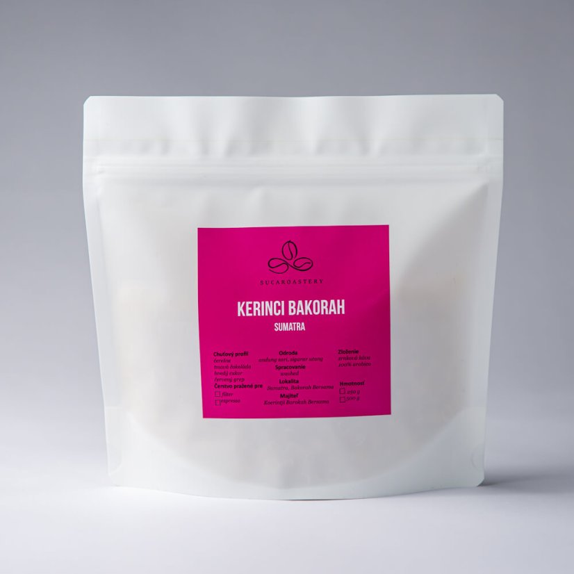 Sumatra Kerinci Bakorah 1000g - Praženie a balenie: espresso 1kg