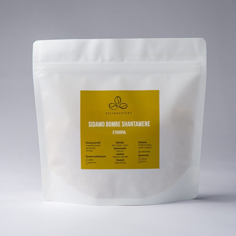 Ethiopia Sidamo Bombe Shantawene - Praženie a balenie: filter 500g