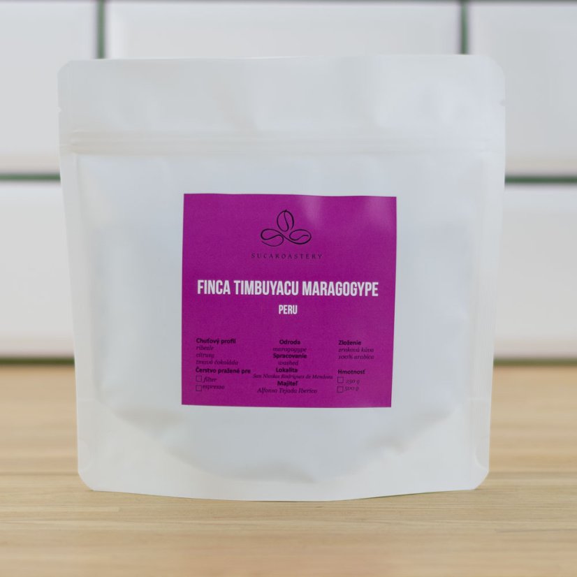 Peru Timbuyacu Maragogype - Praženie a balenie: espresso 500g